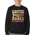 Crochet Coffee Reading Books Crocheter Crocheting Youth Crewneck Sweatshirt