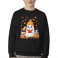 Cute Beanie Ghost Bookworm Cozy Book Reading Halloween Youth Crewneck Sweatshirt Cute Beanie Ghost Bookworm Cozy Book Reading Halloween Youth Crewneck Sweatshirt