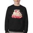 Cute Books And Coffee Crochet Valentines Day Tee For Couples Youth Crewneck Sweatshirt