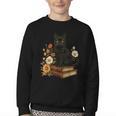 Cute Cat Book Flowers Youth Crewneck Sweatshirt Cute Cat Book Flowers Youth Crewneck Sweatshirt