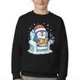 Cute Christmas Penguin Reading Book Cozy Winter Holiday Art Youth Crewneck Sweatshirt