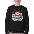 Cute Christmas A Penguin Reading Book Snowflake Hot Teacher Youth Crewneck Sweatshirt Cute Christmas A Penguin Reading Book Snowflake Hot Teacher Youth Crewneck Sweatshirt