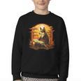 Cute Corgi Dog In Japanese Kimono With Book Men Women Girls Kids Youth Crewneck Sweatshirt