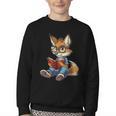 Cute Coyote With Book I Kids Coyote Youth Crewneck Sweatshirt