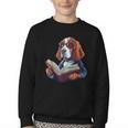 Cute Dog Basset Hound Reading Book Youth Crewneck Sweatshirt