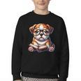 Cute Dog Puppy English Bulldog Reading Book Youth Crewneck Sweatshirt Cute Dog Puppy English Bulldog Reading Book Youth Crewneck Sweatshirt