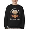 Cute Dragon Book Hot Air Balloon Adventure Fantasy Reading Youth Crewneck Sweatshirt