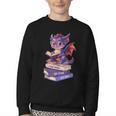 Cute Dragon Read Books Be Kind Stay Weird Book Lover Youth Crewneck Sweatshirt