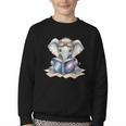 Cute Elephant Reading Universe Book Youth Crewneck Sweatshirt