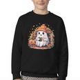 Cute Ghost Drinking Coffee Halloween Reading Book Retro Youth Crewneck Sweatshirt Cute Ghost Drinking Coffee Halloween Reading Book Retro Youth Crewneck Sweatshirt
