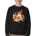 Cute Ghost Reading Book Lovers Halloween Pumpkin Women Girls Youth Crewneck Sweatshirt