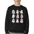 Cute Ghost Reading Books Teacher Halloween Reading Men Women Kids Youth Crewneck Sweatshirt