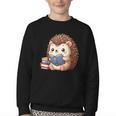 Cute Hedgehog Book Lover Readers Animal Reading Youth Crewneck Sweatshirt