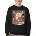 Cute Hedgehog Book Nerd Youth Crewneck Sweatshirt