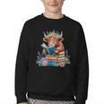 Cute Highland Cow Reading Book Baby Cow Bookworm Youth Crewneck Sweatshirt