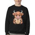 Cute Highland Cow Reading Book Youth Crewneck Sweatshirt Cute Highland Cow Reading Book Youth Crewneck Sweatshirt