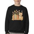Cute Kawaii Cat Books Flowers Youth Crewneck Sweatshirt