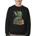 Cute Kawaii Dragon Fantasy Book Lover Book Nerd Youth Crewneck Sweatshirt Cute Kawaii Dragon Fantasy Book Lover Book Nerd Youth Crewneck Sweatshirt