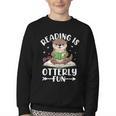 Cute Otter Reading Book Lover Sea Otters Animal Lover Youth Crewneck Sweatshirt