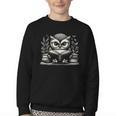 Cute Owl Reading Book Graphic Art Youth Crewneck Sweatshirt