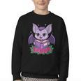 Cute Pastel Goth Bat Reading Book Youth Crewneck Sweatshirt Cute Pastel Goth Bat Reading Book Youth Crewneck Sweatshirt