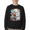 Cute Polar Bear Is Reading a Book Reading Polar Bear Youth Crewneck Sweatshirt