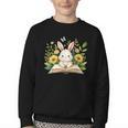 Cute Rabbit And Book Women Girls Reading Book Rabbit Lover Youth Crewneck Sweatshirt Cute Rabbit And Book Women Girls Reading Book Rabbit Lover Youth Crewneck Sweatshirt