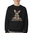 Cute Rabbit Bunny Book Lover Youth Crewneck Sweatshirt