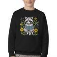Cute Raccoon Reading Book Flowers Youth Crewneck Sweatshirt Cute Raccoon Reading Book Flowers Youth Crewneck Sweatshirt