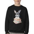 Cute Reading Bunny With Glasses Books Reader Book Bookworm Youth Crewneck Sweatshirt