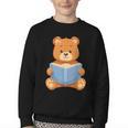 Cute Teddy Bear Reading Book Adorable For Readers Youth Crewneck Sweatshirt