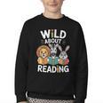 Cute Wildlife Zoo Animals For Book Reader Bookworms Youth Crewneck Sweatshirt