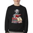 Dalmatian Reading Books Matching Bookworm Readers Librarian Youth Crewneck Sweatshirt