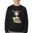 Donkey Reading Book Read Books Be Kind Stay Weird Librarian Youth Crewneck Sweatshirt