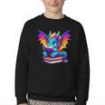 Dragon Reading a Book Bookworm Book Youth Crewneck Sweatshirt