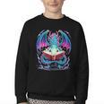 Dragon Reading Book Lover Youth Crewneck Sweatshirt Dragon Reading Book Lover Youth Crewneck Sweatshirt