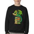 Dragon Reading Books Matching Bookworm Readers Librarian Youth Crewneck Sweatshirt