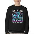 Dragon Reading Just A Girl Who Loves Dragons And Books Youth Crewneck Sweatshirt Dragon Reading Just A Girl Who Loves Dragons And Books Youth Crewneck Sweatshirt