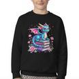 Dragons And Books Dragon Reading Book Lover Girl Bookworm Youth Crewneck Sweatshirt