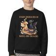 Easily Distracted By Books & Dragons Librarian Book Lover Youth Crewneck Sweatshirt