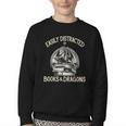 Easily Distracted By Books And Dragons Book Dragon Lover Youth Crewneck Sweatshirt Easily Distracted By Books And Dragons Book Dragon Lover Youth Crewneck Sweatshirt