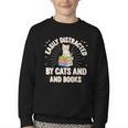 Easily Distracted By Cats & Books Tee Reader Book Worm Youth Crewneck Sweatshirt Easily Distracted By Cats & Books Tee Reader Book Worm Youth Crewneck Sweatshirt