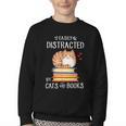 Easily Distracted By Cats And Books Reading Lover Bookish Youth Crewneck Sweatshirt Easily Distracted By Cats And Books Reading Lover Bookish Youth Crewneck Sweatshirt