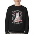 Easily Distracted By Cats And Books Reading Youth Crewneck Sweatshirt
