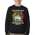 Easily Distracted By Dragons Books Cats Fantasy Book Lover Youth Crewneck Sweatshirt Easily Distracted By Dragons Books Cats Fantasy Book Lover Youth Crewneck Sweatshirt