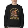 Easily Distracted By Dragons And Books Fantasy Book Lover Youth Crewneck Sweatshirt