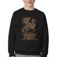 Easily Distracted By Dragons And Books Library Dragon Lover Youth Crewneck Sweatshirt