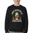 Easily Distracted By Frogs And Books Youth Crewneck Sweatshirt