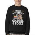 Easily Distracted By Goldens & Books Golden Retriever Dog Youth Crewneck Sweatshirt