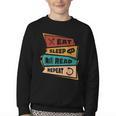 Eat Sleep Read Repeat Reading Books Reader Bookworm Youth Crewneck Sweatshirt